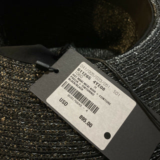 Neu mit Etikett: 895 $ Saint Laurent Herren-Strohhut Schwarz/Silber M