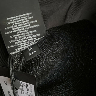 Neu mit Etikett: 895 $ Saint Laurent Herren-Strohhut Schwarz/Silber M