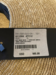 Neu mit Etikett: 995 $ Saint Laurent Herren-Strohhut Beige XL Italien