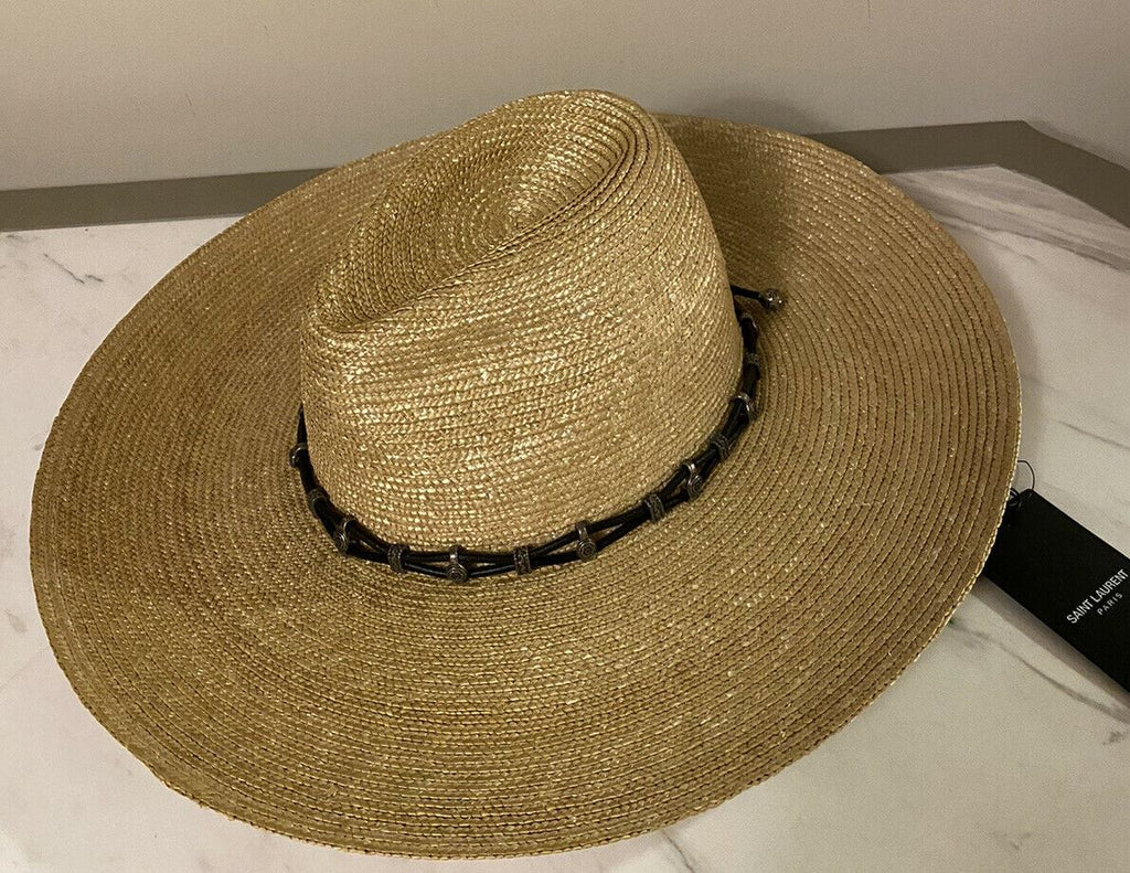 Neu mit Etikett: 995 $ Saint Laurent Herren-Strohhut Beige L Italien