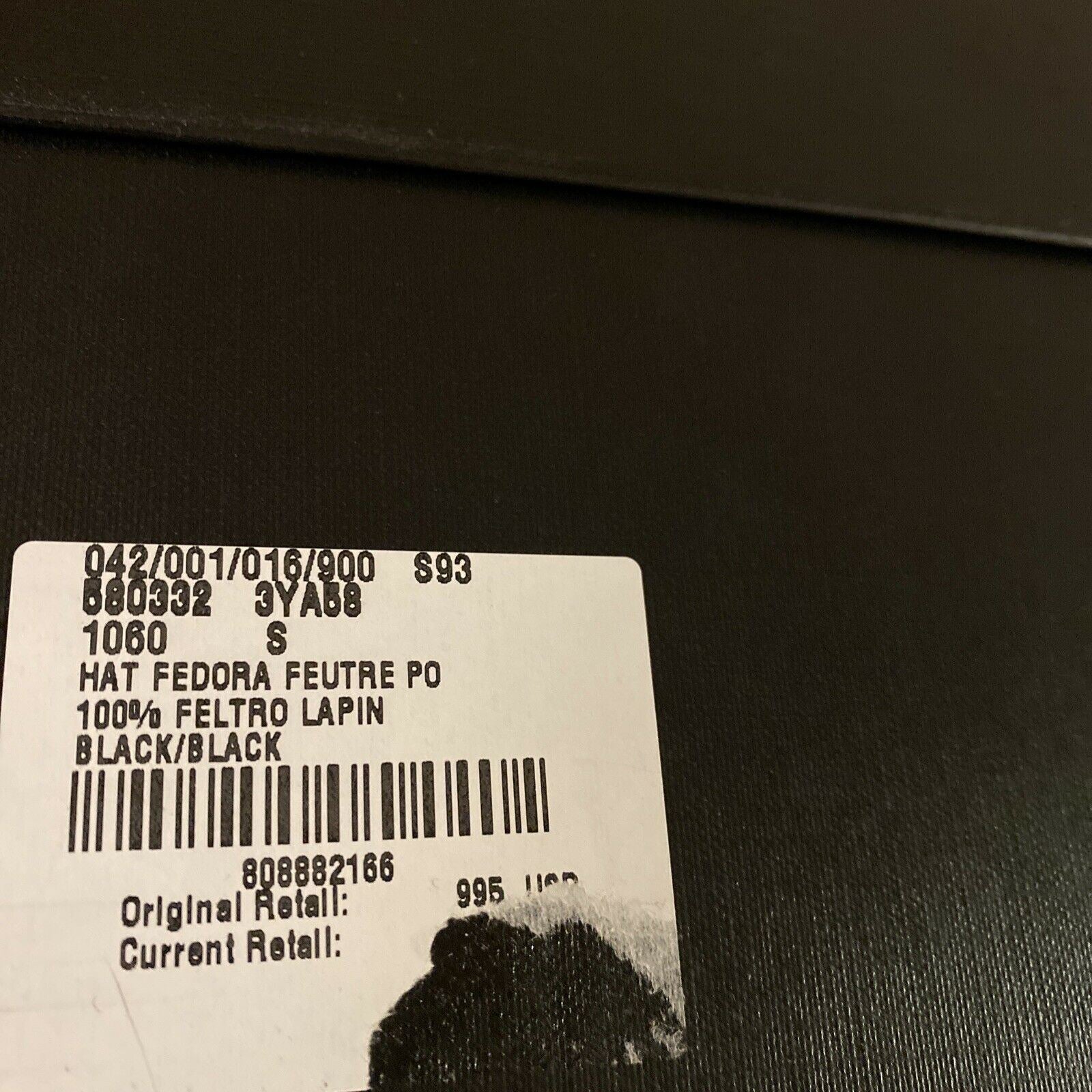 NWT $995 Saint Laurent Men Shaggy Felt Fedora Hat Black Size S Italy