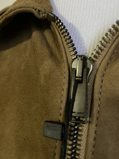 Neu $4590 Saint Laurent Herren-Jackenmantel aus Wildleder/Leder, Tabac/Braun, 38 US/48 Eu