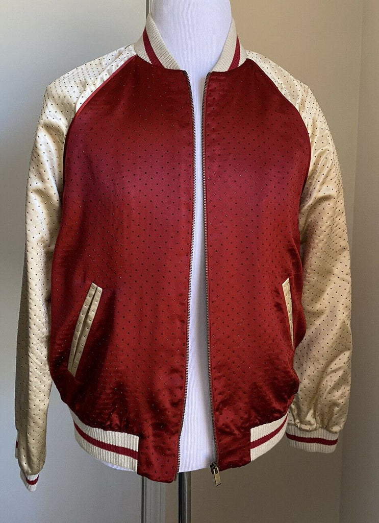 New $3990 Saint Laurent Versity Jacket Coat Red/Cream 40 US/50 Eu Italy
