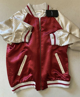 New $3990 Saint Laurent Versity Jacket Coat Red/Cream 40 US/50 Eu Italy