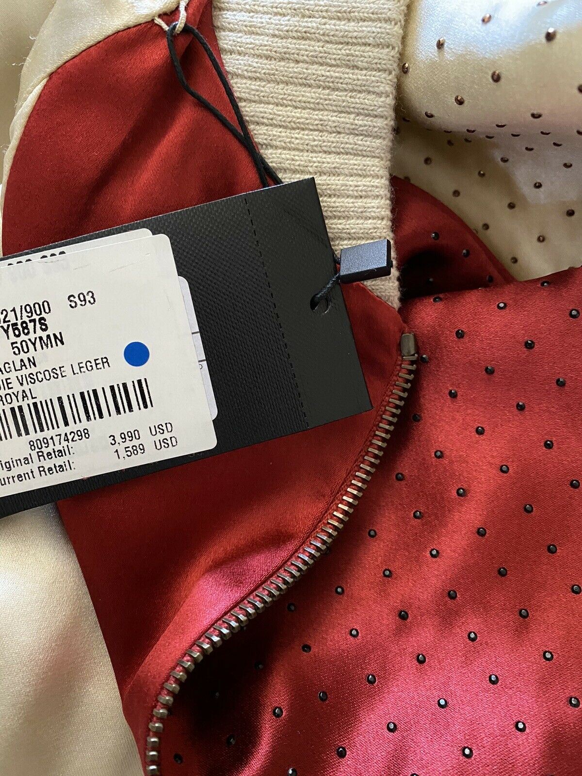 Новая куртка Saint Laurent Versity за 3990 долларов, красное/кремовое 40 США/50 ЕС Италия