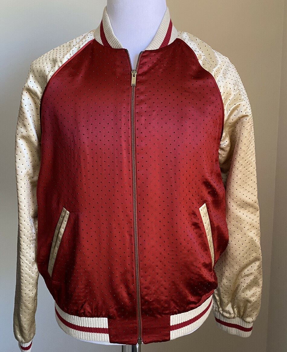 New $3990 Saint Laurent Versity Jacket Coat Red/Cream 42 US/52 Eu Italy