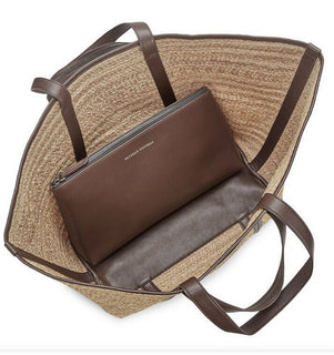 New $1995 Brunello Cucinelli Women Straw/Leather Large Tote Bag Natural Italy