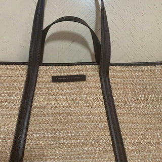 New $1995 Brunello Cucinelli Women Straw/Leather Large Tote Bag Natural Italy