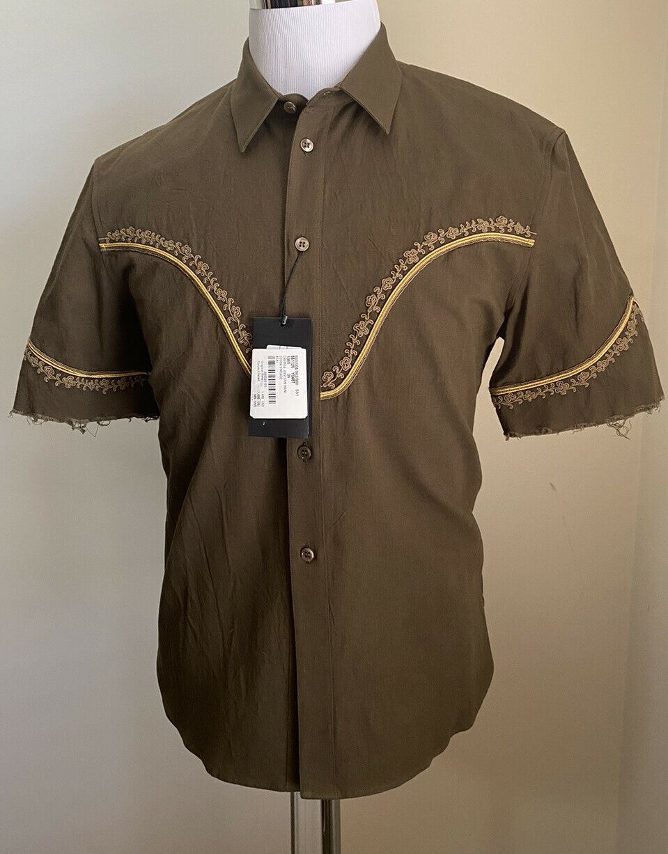 NWT $1490 Saint Laurent Men Western Shirt Green M ( 39/15.5 ) Italy
