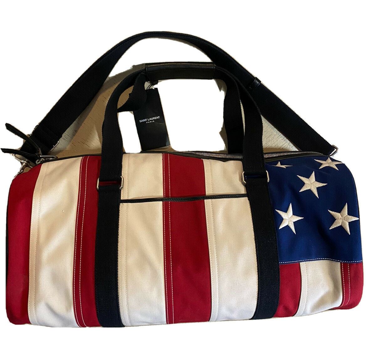 New $1890 Saint Laurent  NOE Gym Travel Bag In American Flag 552681