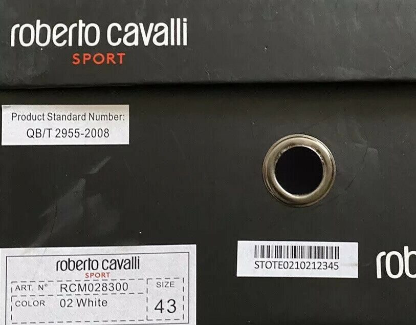 Neue Roberto Cavalli Herren-Sneaker, Schuhe, Weiß, 10 US (43 Eu), hergestellt in Italien