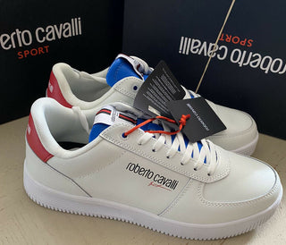Neue Roberto Cavalli Herren-Sneaker, Schuhe, Weiß, 10 US (43 Eu), hergestellt in Italien