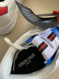 Neue Roberto Cavalli Herren-Sneaker, Schuhe, Weiß, 10 US (43 Eu), hergestellt in Italien