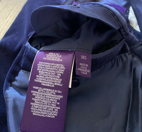 NWT $2495 Ralph Lauren Purple Label Мужской спортивный пиджак Синий 36S США/46S EU Ita