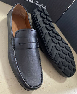 Neu $ 625 Ermenegildo Zegna Herren Leder Driver Loafers Schuhe Schwarz 11 US Italien