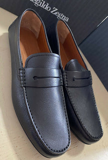 Neu $ 625 Ermenegildo Zegna Herren Leder Driver Loafers Schuhe Schwarz 11 US Italien