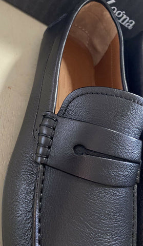 New $625 Ermenegildo Zegna Men Leather Driver Loafers Shoes Black 11 US Italy