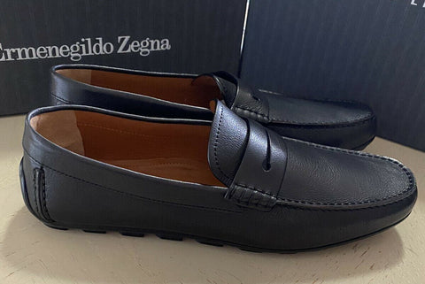 New $625 Ermenegildo Zegna Men Leather Driver Loafers Shoes Black 11 US Italy