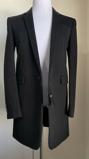 Neu $3790 Saint Laurent Herren Mantel aus Wolle/Kaschmir Schwarz 36 US/46 Eu Italien