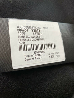Neu $3790 Saint Laurent Herren Mantel aus Wolle/Kaschmir Schwarz 36 US/46 Eu Italien