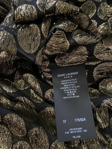 NWT $1490 Saint Laurent Mens Silk Dress Shirt  Black/Gold M ( 38/15 ) Italy