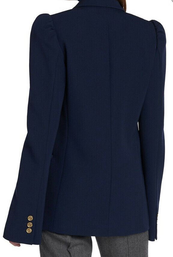 New $2790 Fendi Cashmere Puff Sleeve Women Jacket Blazer Navy 40 It/4 US Italy