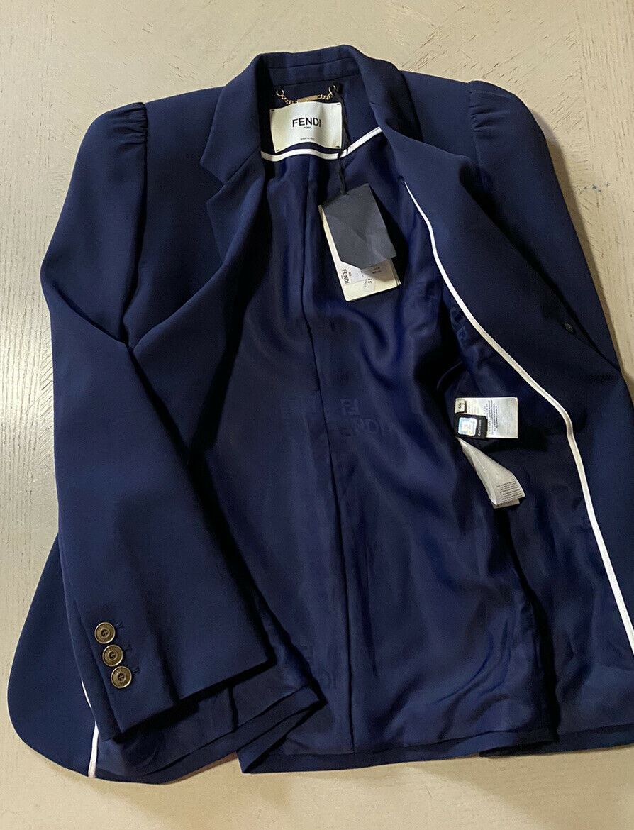 Новая женская куртка Fendi Cashmere с пышными рукавами, темно-синий пиджак 40 It/4, США, Италия, $2790