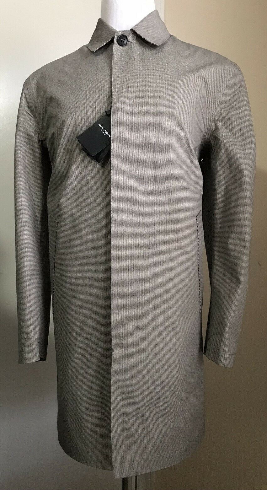 New $2590 Saint Laurent Mens Trench Coat Coat Black/White 40 US ( 50 Eu ) Italy