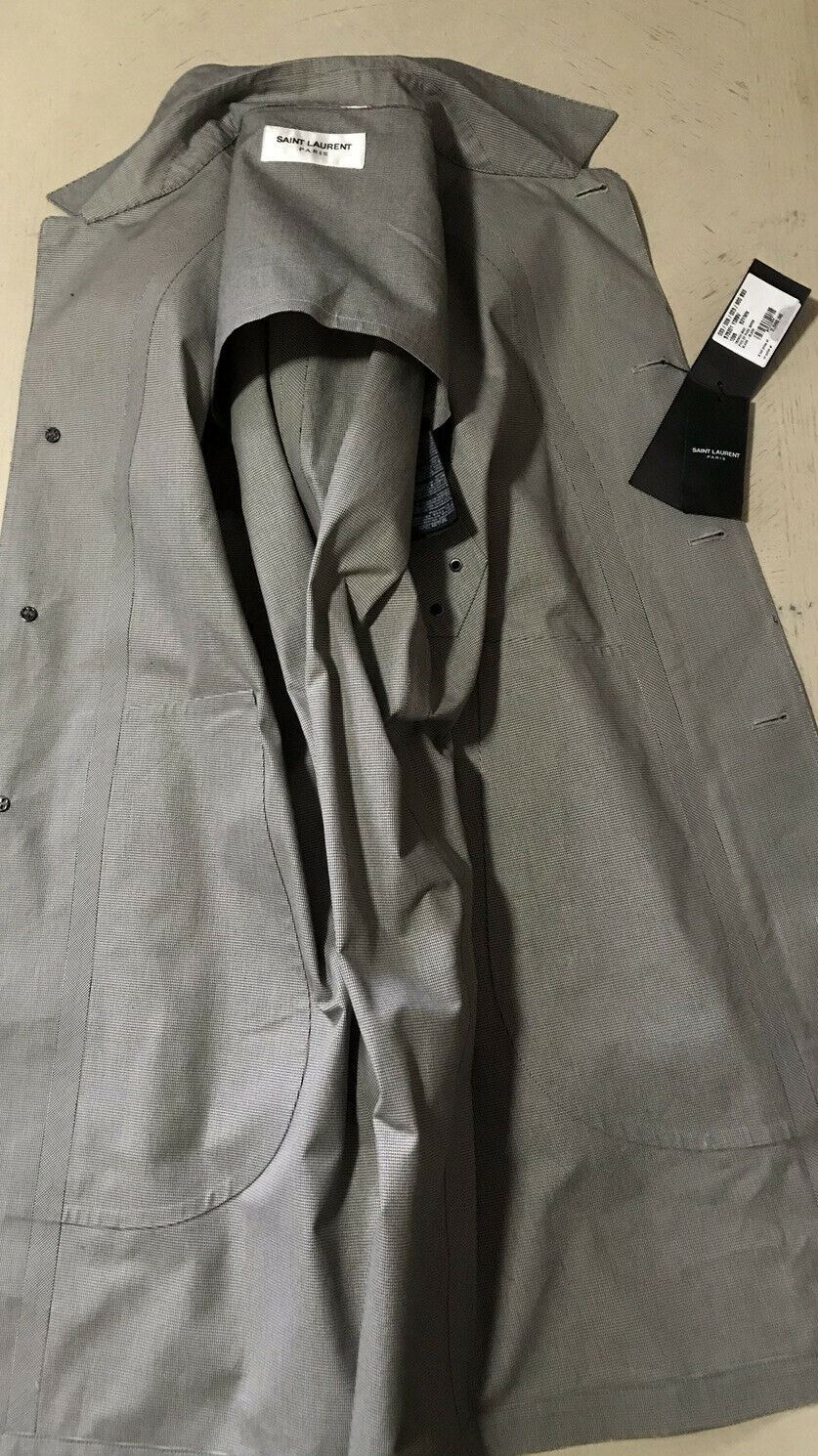 New $2590 Saint Laurent Mens Trench Coat Coat Black/White 40 US ( 50 Eu ) Italy