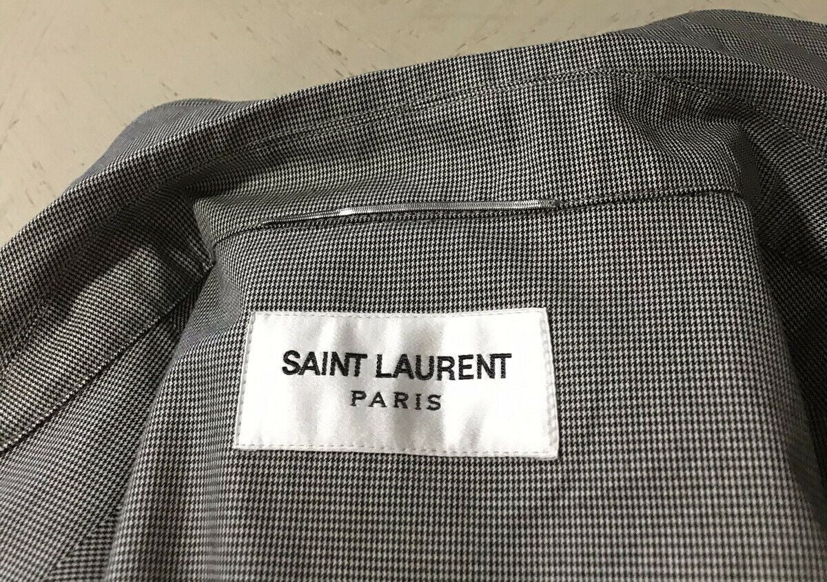 Neu $2590 Saint Laurent Herren Trenchcoat Mantel Schwarz/Weiß 40 US (50 Eu) Italien