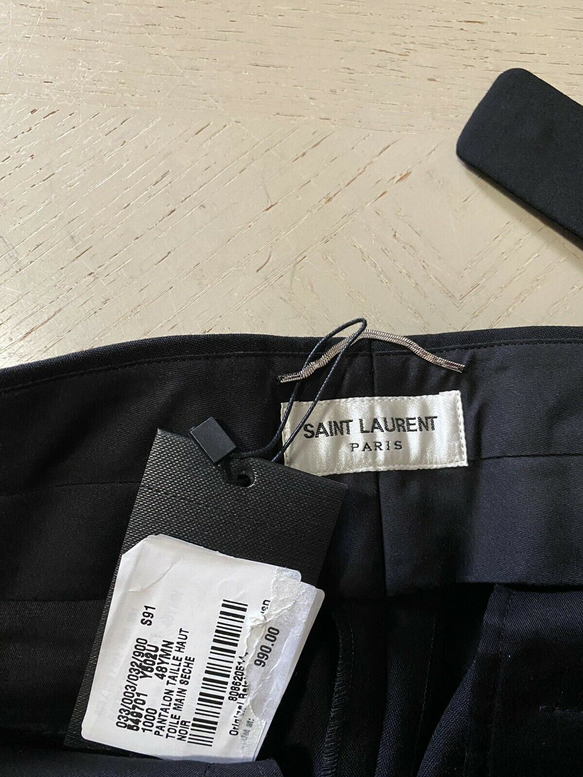 NWT $990 Saint Laurent Men’s Dress Pants Black 32 US ( 48 Eu ) Italy 549701