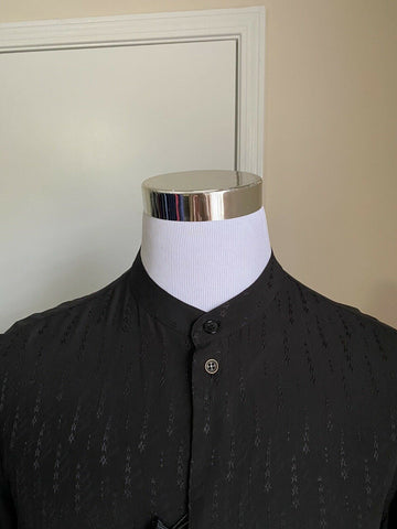 NWT $1190 Saint Laurent Мужская шелковая классическая рубашка черная M (41/16) Италия