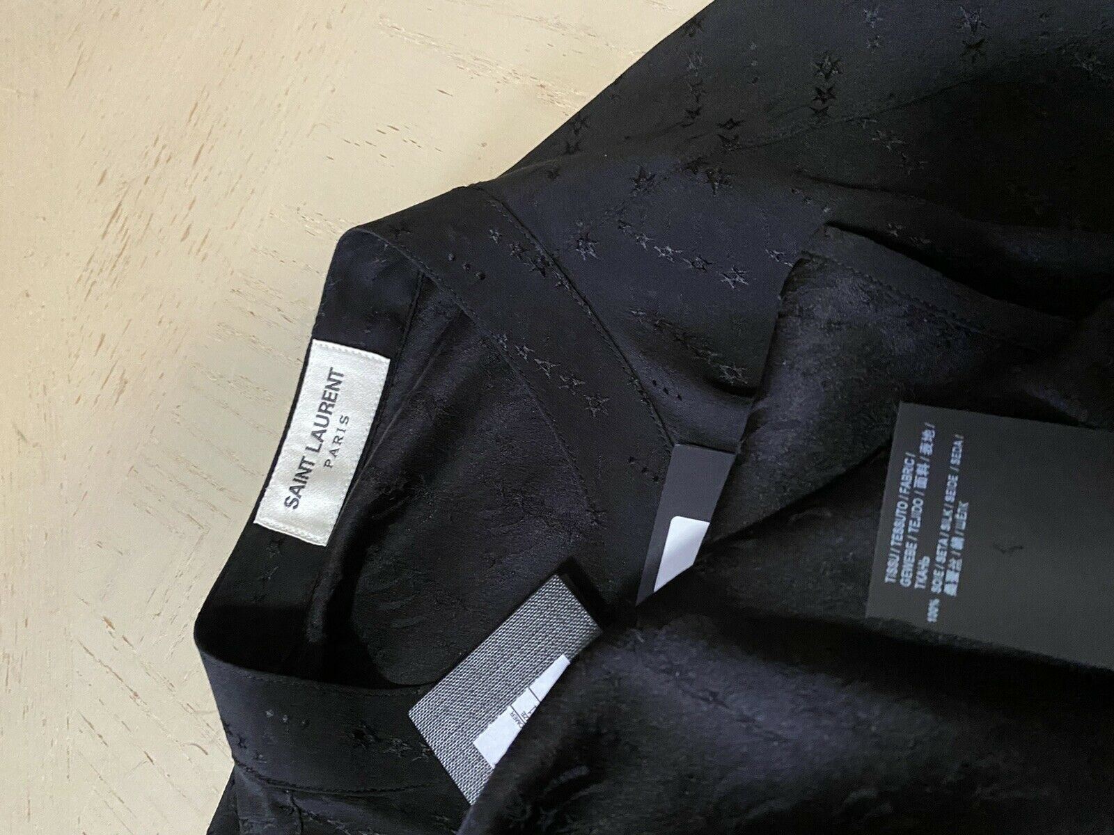NWT $1190 Saint Laurent Mens Silk Dress Shirt  Black M ( 41/16 ) Italy
