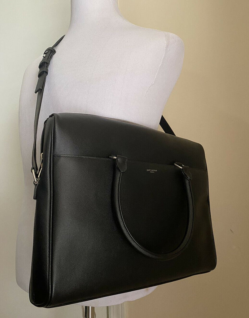 Neue 1490 $ Saint Laurent Große Leder Messenger Schultertasche Schwarz