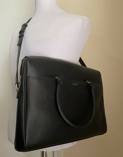 Neue 1490 $ Saint Laurent Große Leder Messenger Schultertasche Schwarz