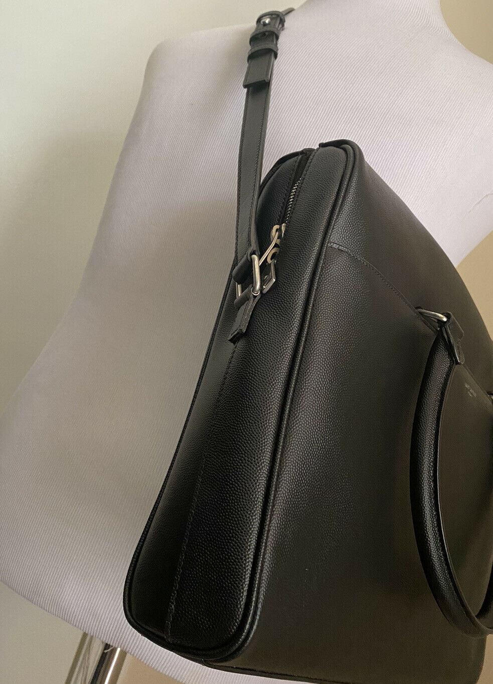 Neue 1490 $ Saint Laurent Große Leder Messenger Schultertasche Schwarz