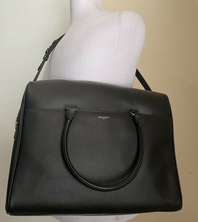 Neue 1490 $ Saint Laurent Große Leder Messenger Schultertasche Schwarz