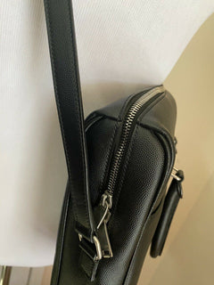 Neue 1490 $ Saint Laurent Große Leder Messenger Schultertasche Schwarz