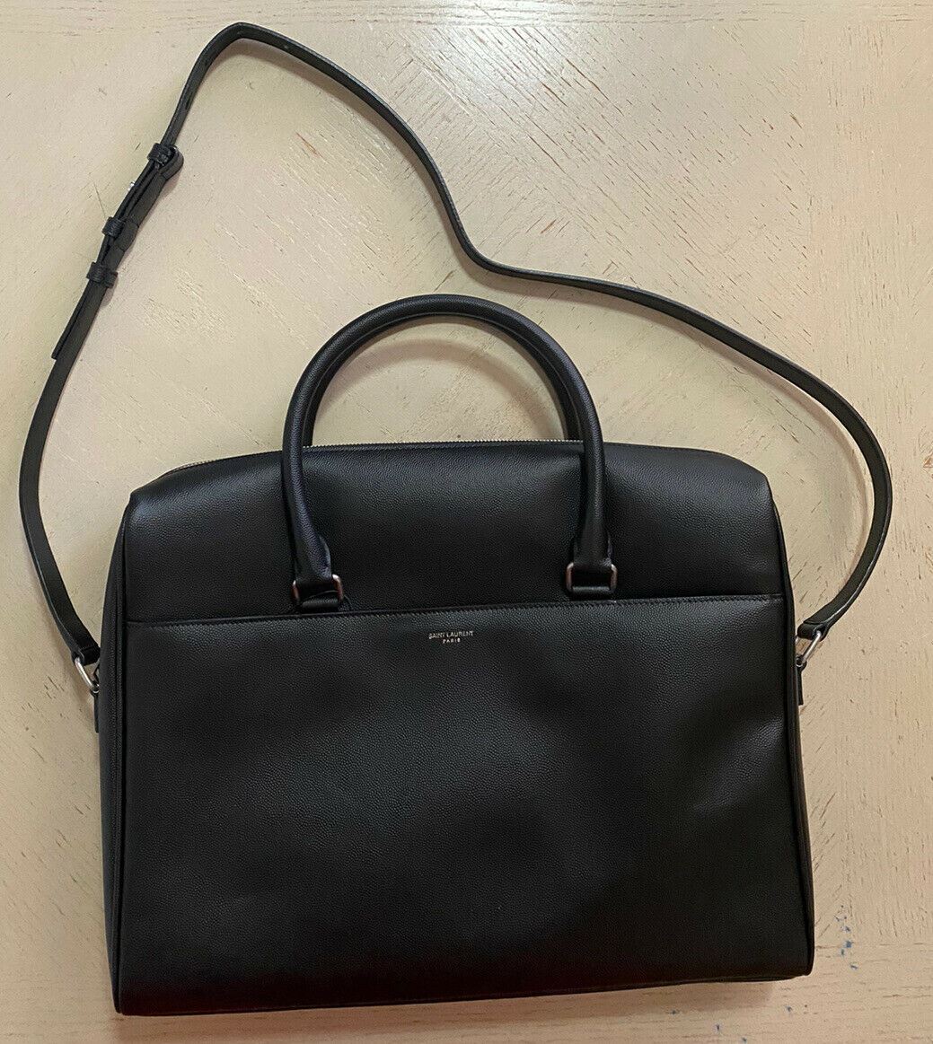 New $1490 Saint Laurent Large Leather Messenger Shoulder Bag Black