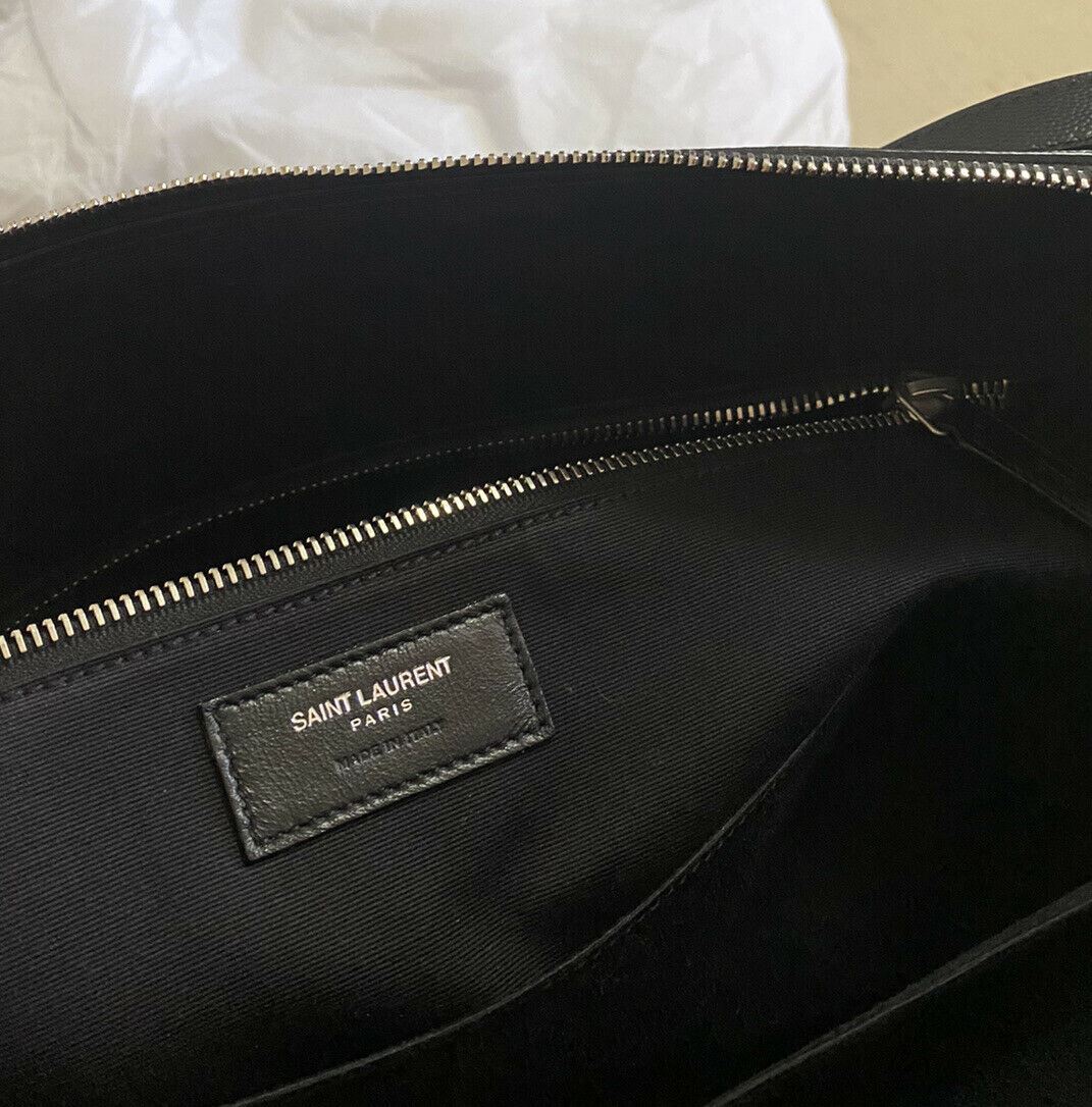 New $1490 Saint Laurent Large Leather Messenger Shoulder Bag Black