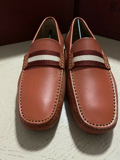 Neue 550 $ Bally Herren Waltec Leder Driver Loafers Schuhe Orange 8 US Italien