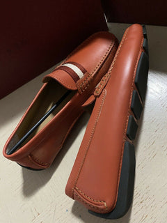 Neue 550 $ Bally Herren Waltec Leder Driver Loafers Schuhe Orange 8 US Italien