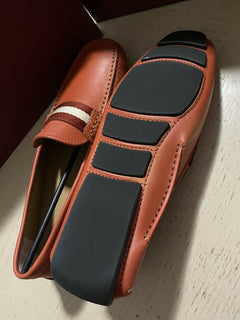 Neue 550 $ Bally Herren Waltec Leder Driver Loafers Schuhe Orange 8 US Italien