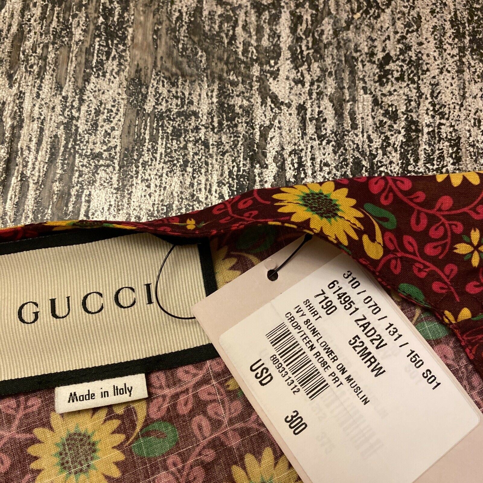 Новая рубашка Gucci Sunflower on Mublin, желтый/красный размер XL (52 EU), Италия