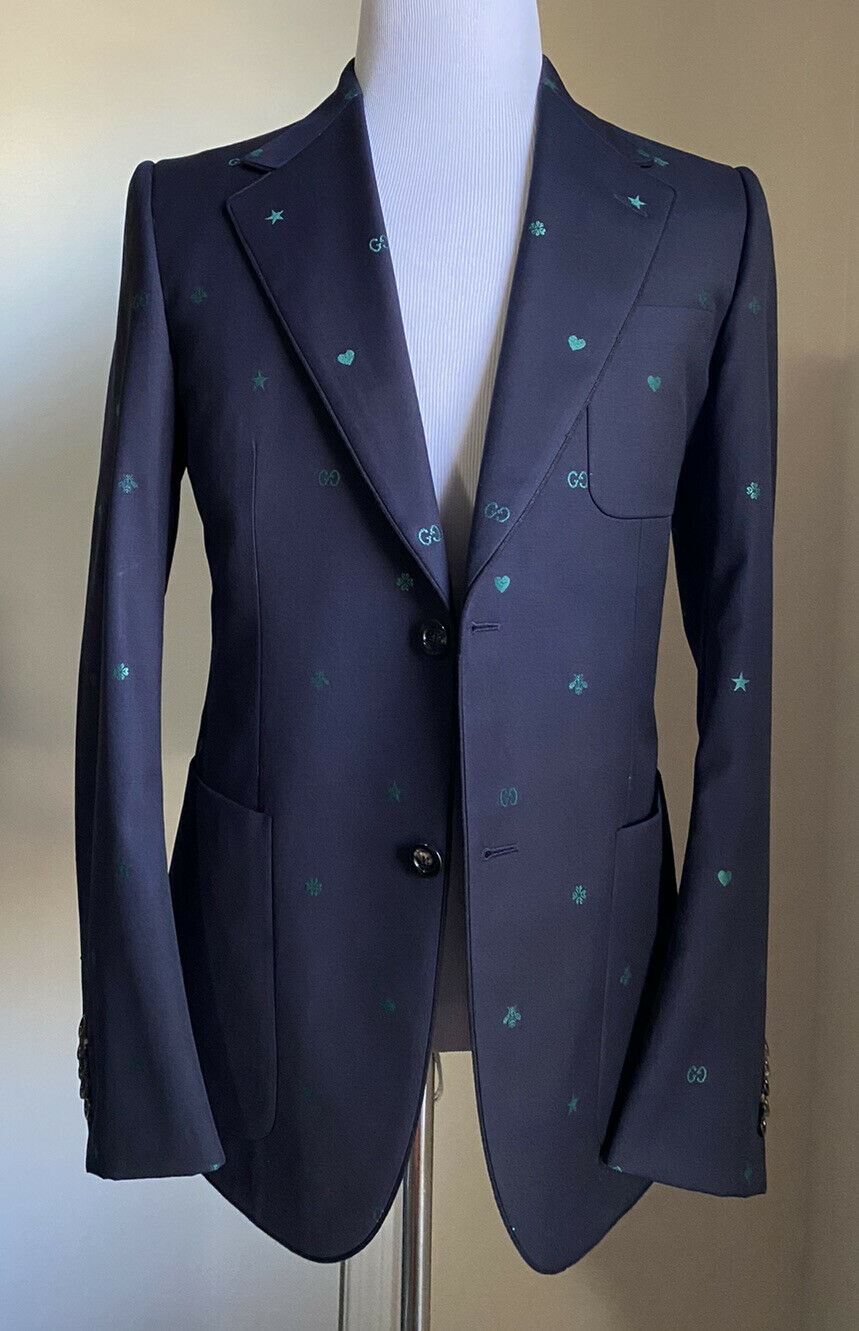 New $4800 Gucci Men’s Suit GG Monogram Navy 40R US ( 50R Eu ) Italy