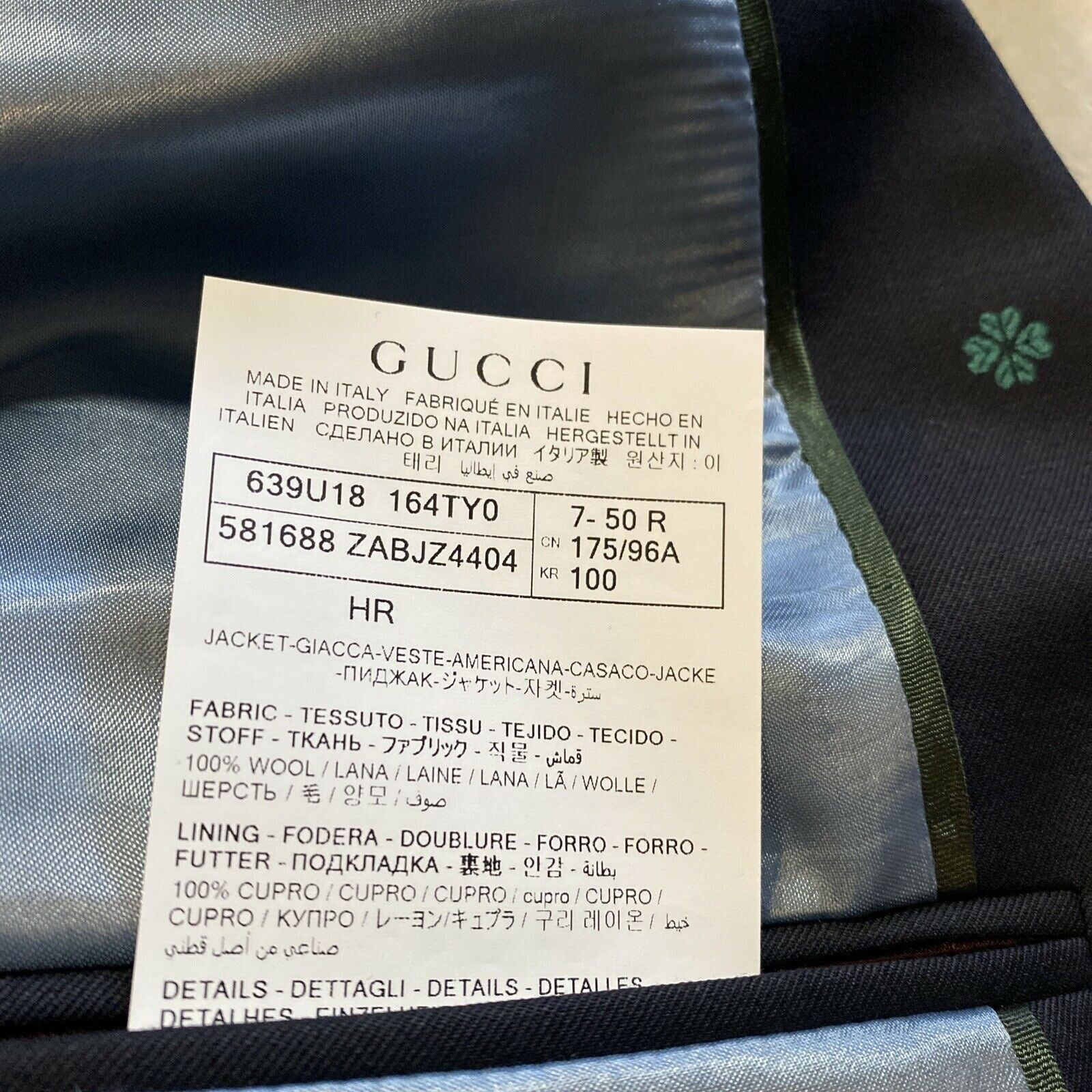Neuer 4800 $ Gucci Herrenanzug GG Monogram Navy 40R US (50R Eu) Italien