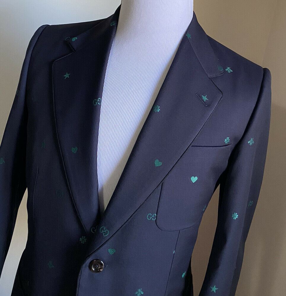 New $4800 Gucci Men’s Suit GG Monogram Navy 40R US ( 50R Eu ) Italy