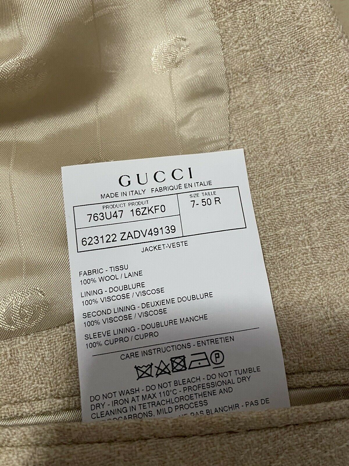 NWT $2400 Gucci Men Operated Wool Sport Coat Jacket Ivory 40R US ( 50R Eu )