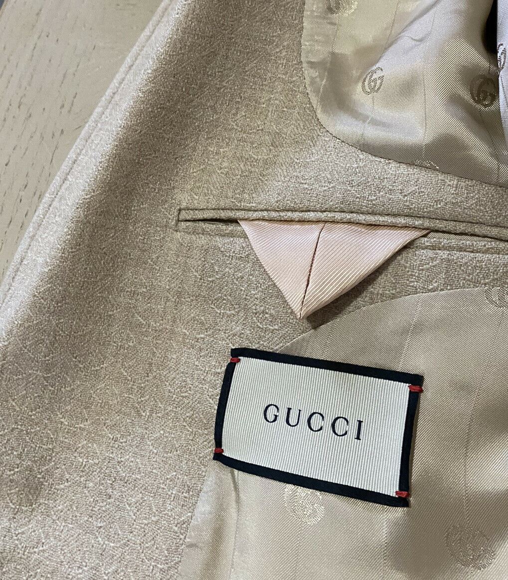 Neu mit Etikett: 2400 $ Gucci Herren-Sportjacke aus betriebener Wolle, Elfenbeinfarben, 40R US (50R Eu)