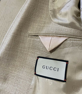 NWT $2400 Gucci Men Operated Wool Sport Coat Jacket Ivory 40R US ( 50R Eu )